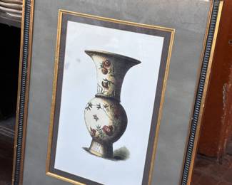 Framed Botanical Vase Print (Black & Gold Neoclassical Frame)