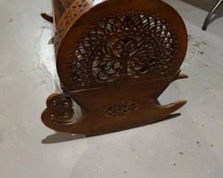 Gorgeous Antique Hand Carved Rocking Cradle