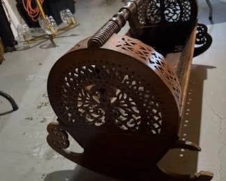 Gorgeous Antique Hand Carved Rocking Cradle