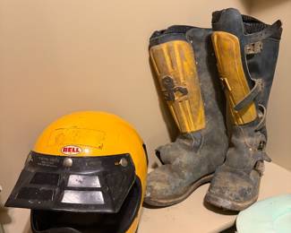 MOTO CROSS BOOTS AND HELMET