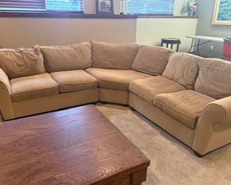 GALLERY DESIGNS BY DILLARDS 3 PIECE STATIONARY SECTIONAL LOCATED IN BASEMENT