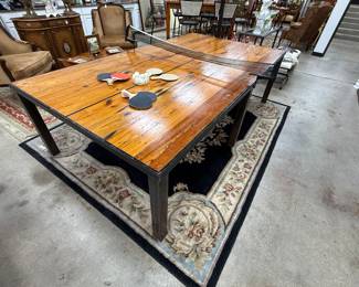 Custom steel & reclaimed wood ping pong table
