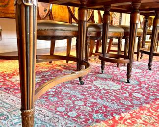 $1500 - Beautiful Dark Wood Dining table with carved detail and inlay - 89x44x30.5