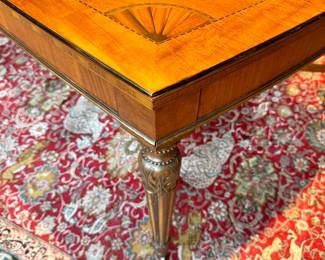 $1500 - Beautiful Dark Wood Dining table with carved detail and inlay - 89x44x30.5