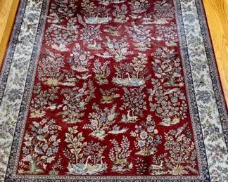 ($1500 beautiful silk rug- signed by maker- 4’ x 6’)