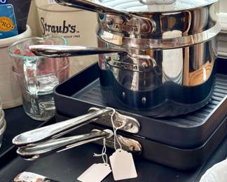 Cooking for the holidays? ($48 All-Clad roaster 13 x 19.5), ($38 each All-Clad square non-stick griddle). ($120 All-Clad double boiler- 2 pieces)