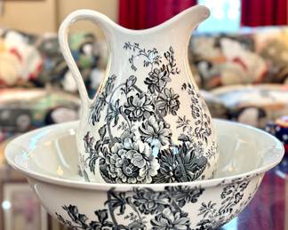 $100 - Charlotte Burleigh England pottery serving bowl; $48 - Charlotte Burleigh England pottery pitcher