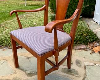 ($150 each- dining arm chair custom upholstered- 2 available- 26 x 18 x 37)