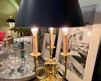 $150 Baldwin 3 arm brass table lamp 24”