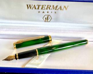 $500 (each) - Waterman 18k Gold 750 Fountain pen Green marble (2 available)