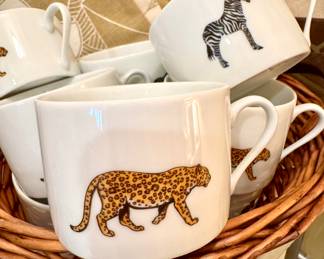 $38- each 2 piece cup/saucer set. Limoges France Patricia Deroubaix Porcelain leopard and zebra cups and saucers. These are even cuter in person! 