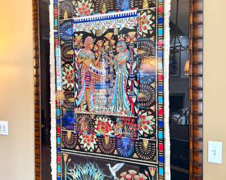 $850 - Framed Papyrus Painting. Large Scale! Gorgeous framing!! Vibrant colors. - 49x89
