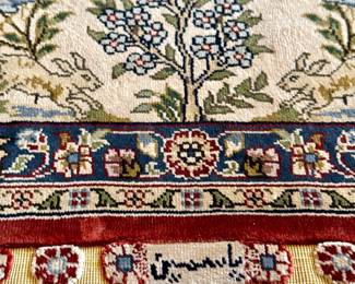 ($1500 Beautiful silk rug- signed by maker 4 x 6)