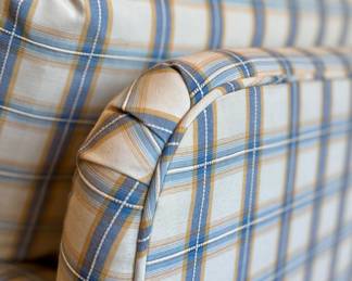 $450 - Custom Upholstered  Down filled Chair and ottoman - Chair 31.5x33.5x30.25; Ottoman 28.5x20.5x17