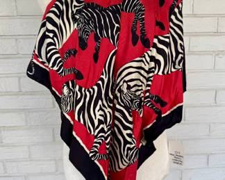 $120 - Salvatore Ferragamo Vintage  Prancing Zebra sil scarf