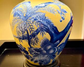 ($100 Chinoiserie yellow lamp 24”)