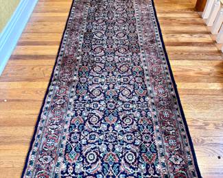 ($800 Hand knotted wool runner with thick pile- approximately 3 x 12)