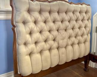 ($300 each- vintage silk tufted and upholstered twin bed with wood frame- 2 available- 80 x 41.5 x 39)