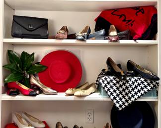 Loads of Ferragamo kitten heel shoes; a must-see in person! 