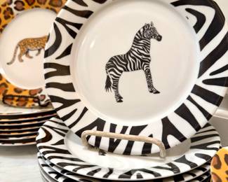 $16 (each salad plate) - Limoges France Patricia Deroubaix Porcelain leopard, elephant, and zebra (15 available)