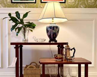 $400/each. 2 avail!  - Frank Lloyd Wright Side table (in back) 30x16x27.5, 23x12x19