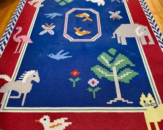 ($650 looped, kelim-style geometric rug 6 x 9)