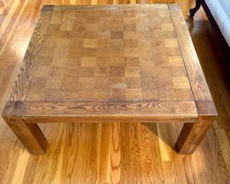 ($300 - MCM Conant Ball Parquet table 29 x 29 x 20)