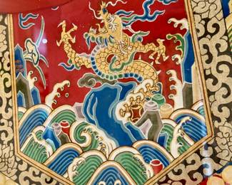 Close up view; detail of the large format, framed Ancestor Portrait (original artwork). - 35x53