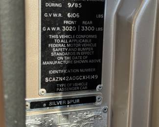 Call to inquiry for pricing of this amazing 1985 Silver Spur Rolls Royce!!!  Mileage 44023