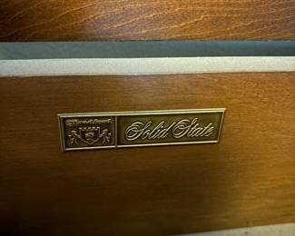 vintage Sears Silvertone "Solid State" stereo console - record player, 8-track player, and AM/FM radio
