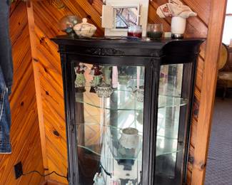 antique dark-wood display cabinet