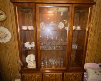 Large dark wood china cabinet