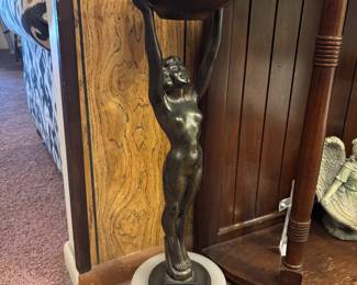 Vintage art deco Frankart smoking stand nude woman 