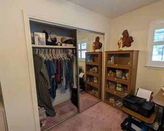 Men's clothing, oak display cabinet