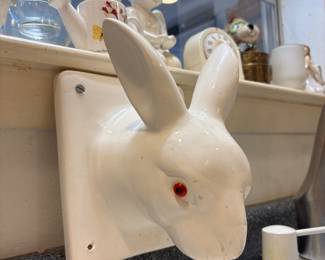 Vintage ceramic rabbit head wall mount