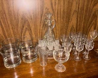 vintage small decanter and glsses