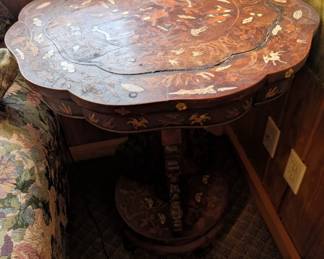 Chinese hardwood bone inlay side table, possibly dating from circa late 1800's 