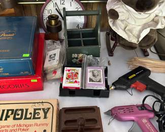 hot-glue guns, vintage playing cards