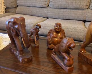 hand-carved Buddha figurine, elephants, lions and more