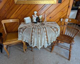 vintage table and chairs, folding down table