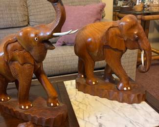 hand-carved elephant figurines