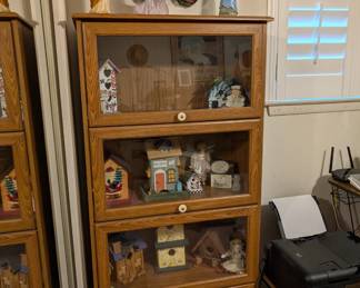 Oak wood display shelf cabinet