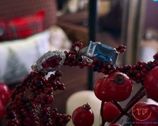 14kt and 10kt Yellow Gold Diamond and Blue Topaz Rings