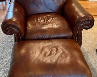 FLEXSTEEL Leather Armchair with Ottoman
