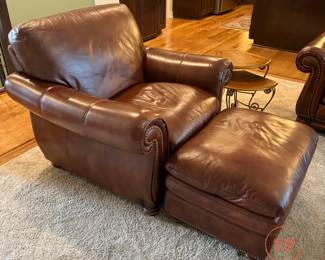 FLEXSTEEL Leather Armchair with Ottoman