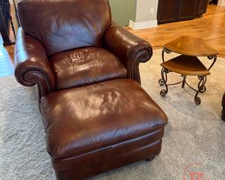 FLEXSTEEL Leather Armchair with Ottoman