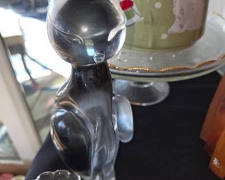 Murano vintage cut glass cat figurine