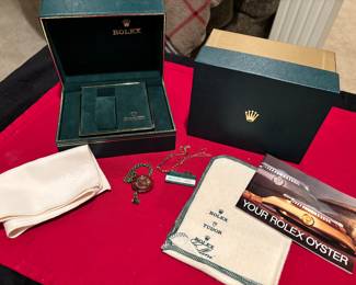 Vintage ROLEX watch box ( No Watch) w/ original inserts/ cloths etc- EXCELLENT CONDITION