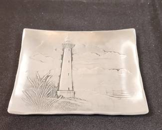 Wendell August Forge hammered aluminum tray featuring the Cape Hatteras Lighthouse