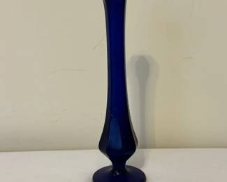 Vintage HandBlown Cobalt Blue Glass Bud Vase